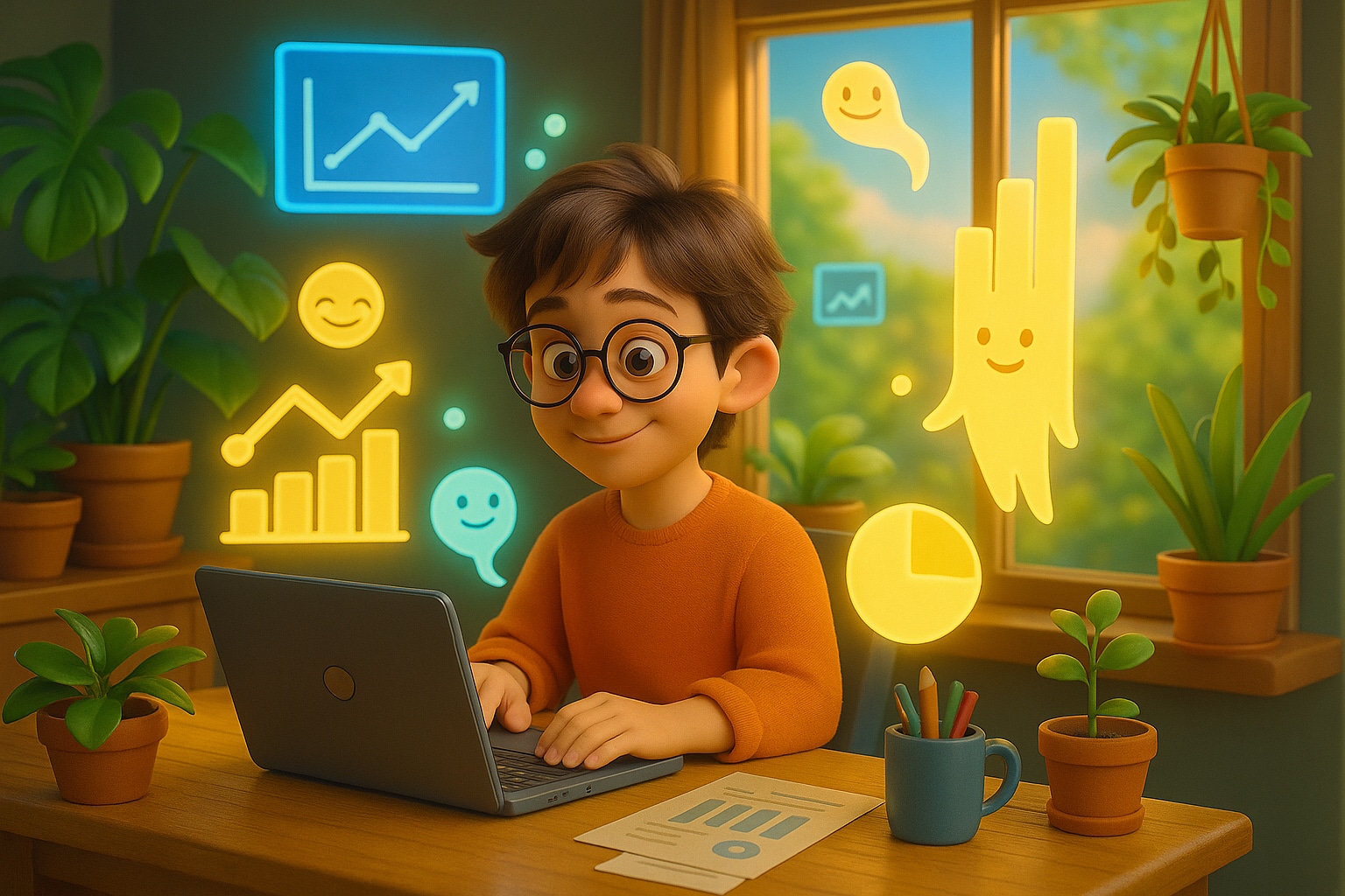 Person using laptop to review charts and data