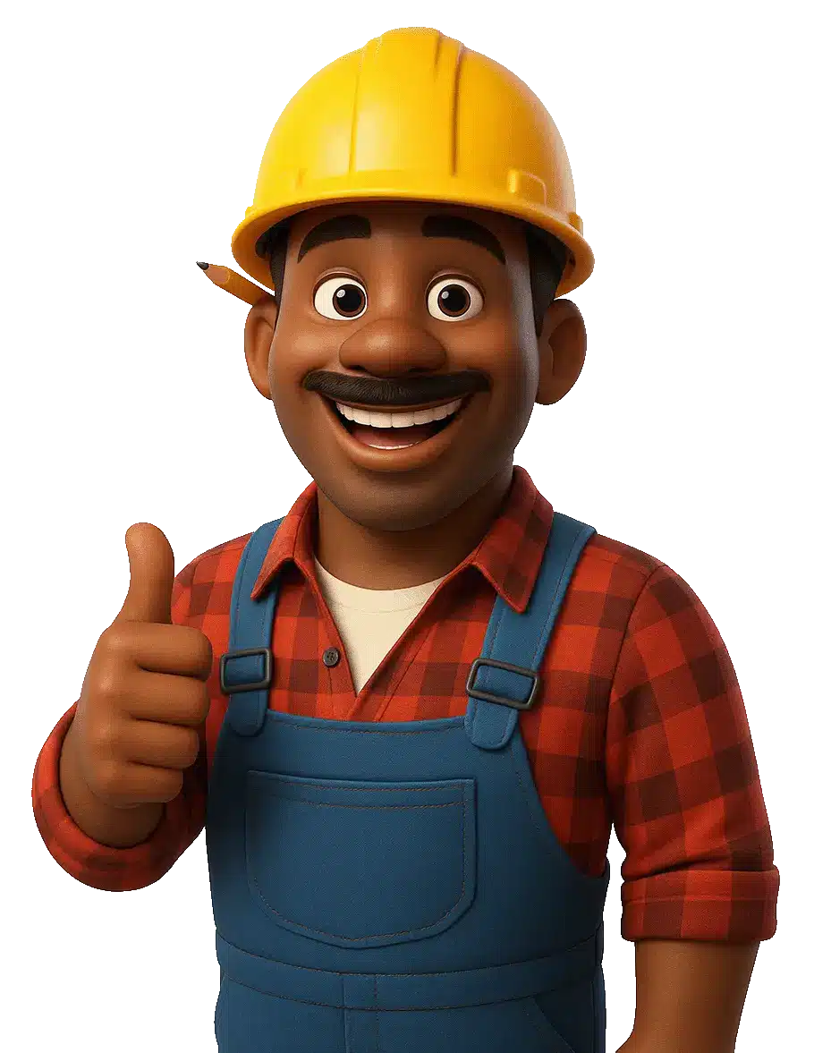 Smiling construction worker in hard hat giving thumbs up gesture